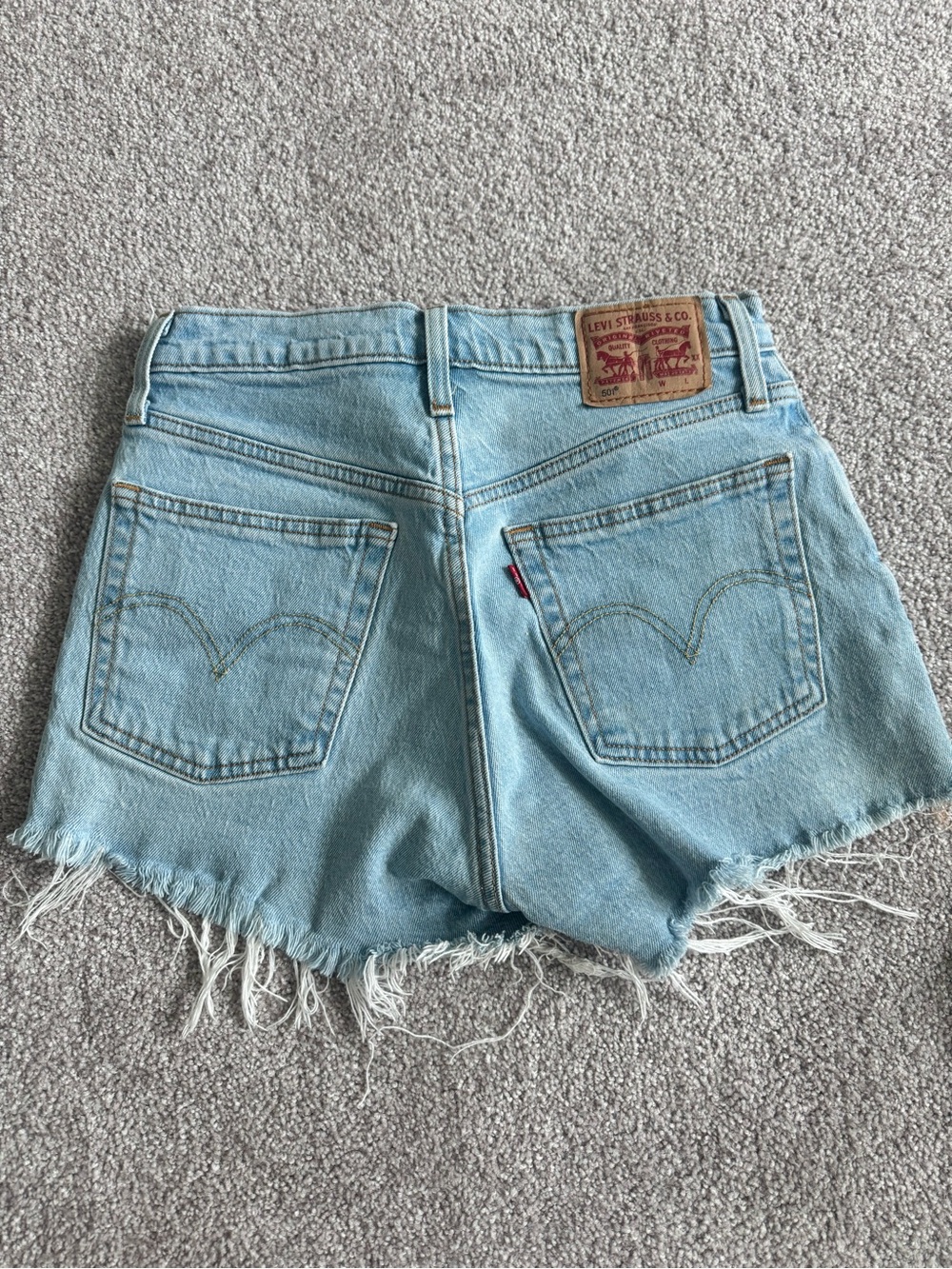 Levi's Light Blue Denim Cutoff Shorts with Frayed Hem